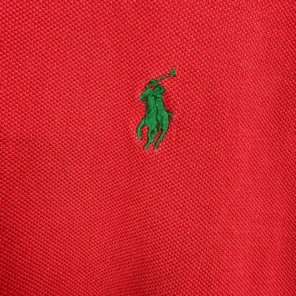 Polo Ralph Lauren Polo Shirt Mens 2XLT Red Pique Short Sleeve Green Pony Logo